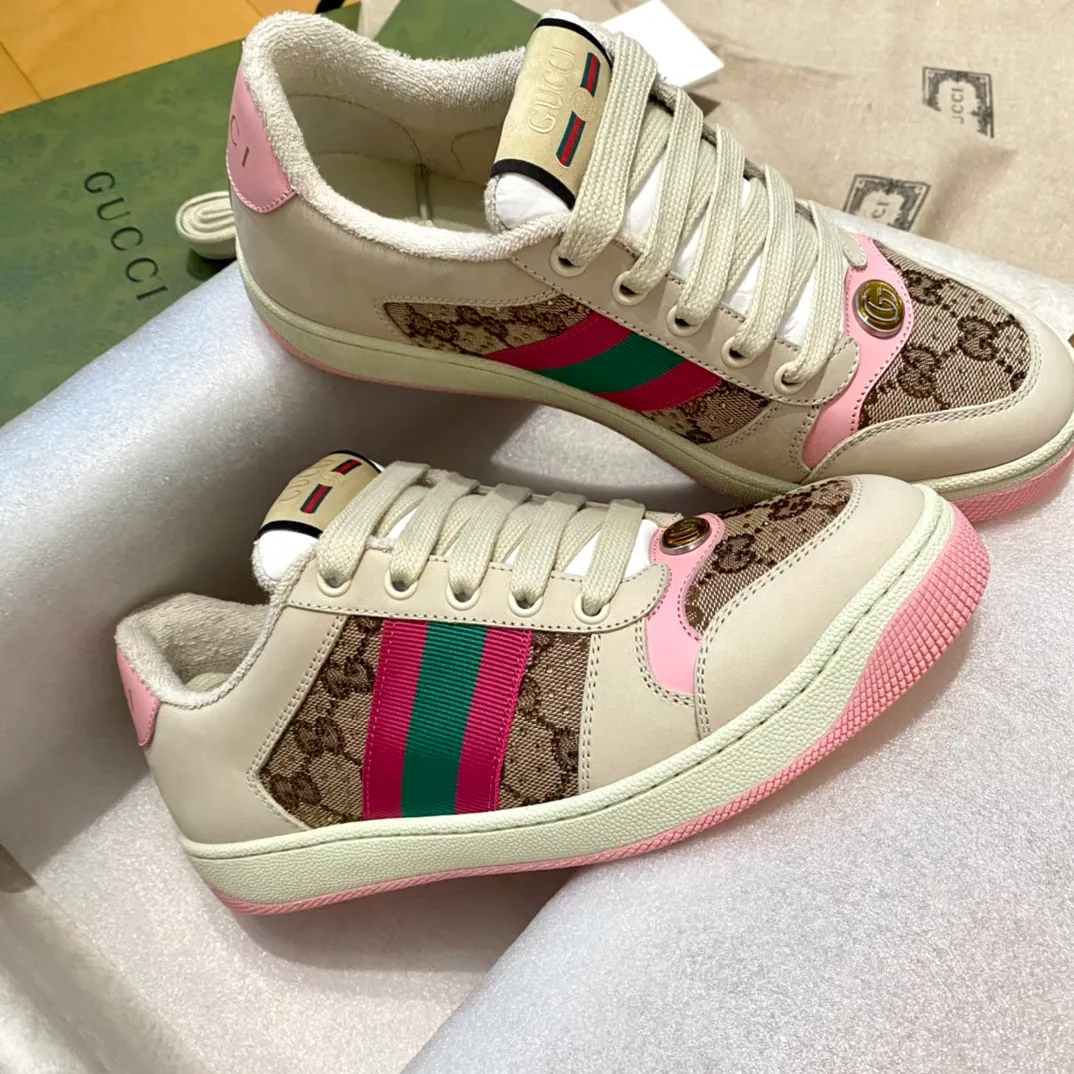 👟👟Ex-factory price 480👟👟 Gucci dirty shoes, the latest rhinestone style in early spring 2023! Super fragrant ~ simple and high-end color matching, bulingbuling can't refuse! New style, not old style! Size: Female 34-40